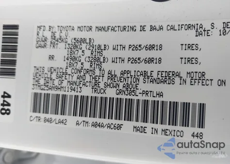 2017 Toyota Tacoma Limited from USA, damaged, VIN 3TMGZ5AN9HM119413